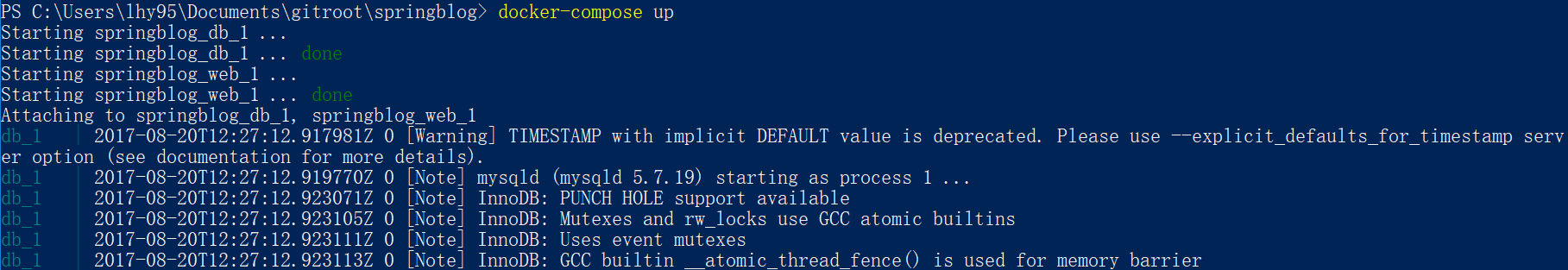 Starting a development environment with Docker Compose