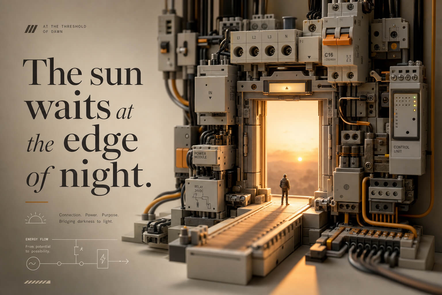 Electronics miniature poster with a dawn threshold